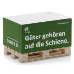 Zettelblock Pad Notizzettel 12x8x6cm auf Holzpalette DB Cargo..