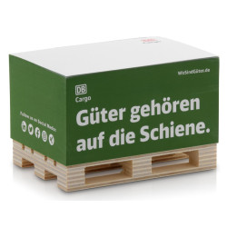 Zettelblock Pad Notizzettel 12x8x6cm auf Holzpalette DB Cargo