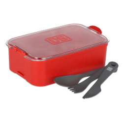 koziol STAKK Bowl 1,3l Lunchbox mit Twist-Besteck rot DB-Logo