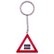 Schlüsselanhänger Rucksackanhänger beschrankter Bahnübergang Verkehrszeichen PLA 38x42x7mm