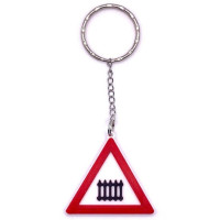 Schlüsselanhänger Rucksackanhänger beschrankter Bahnübergang Verkehrszeichen PLA 38x42x7mm