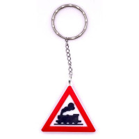 Schlüsselanhänger Rucksackanhänger Bahnübergang alt Verkehrszeichen PLA 38x42x7mm