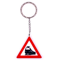 Schlüsselanhänger Rucksackanhänger Bahnübergang modern Verkehrszeichen PLA 40x42x5mm Schlüsselanhänger Rucksackanhänger Bahnübergang modern Verkehrszeichen PLA 40x42x5mm