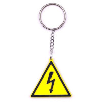 Schlüsselanhänger Rucksackanhänger Zeichen Warnung Gefahr Hochspannung Strom PLA 35x37x4mm