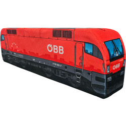 KisFa - E-Lok Siemens EuroSprinter/Taurus 1116 001-7 ÖBB rot 56 cm lang 3D-Plüschkissen Lokomotive Eisenbahn