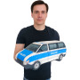 KisFa - deutsche Polizei Kleinbus Streifenwagen blau weiss 40 cm lang 3D-Plüschkissen