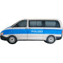 KisFa - deutsche Polizei Kleinbus Streifenwagen blau weiss 40 cm lang 3D-Plüschkissen