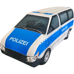 KisFa - deutsche Polizei Kleinbus Streifenwagen blau weiss 40 cm lang 3D-Plüschkissen