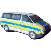 KisFa - deutsche Polizei Kleinbus Streifenwagen blau neongelb weiss 40 cm lang 3D-Plüschkissen