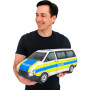 KisFa - deutsche Polizei Kleinbus Streifenwagen blau neongelb weiss 40 cm lang 3D-Plüschkissen