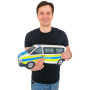KisFa - deutsche Polizei Kleinbus Streifenwagen blau neongelb weiss 40 cm lang 3D-Plüschkissen