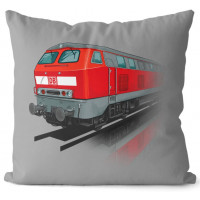 Kissen Grau "Diesellok BR 218 verkehrsrot DB AG" 40x40 cm