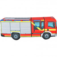 KisFa - LKW Scania HLF 20 Freiwillige Feuerwehr Unterhaching Löschzug 64 cm lang 3D-Plüschkissen XXL