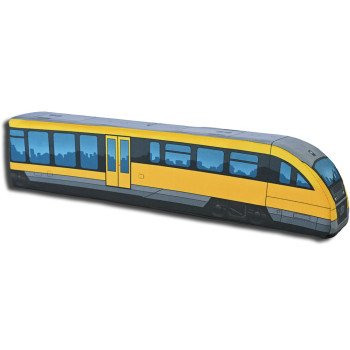 KisFa - Siemens Dieseltriebwagen Desiro Classic gelb 50cm lang 3D-Plüschkissen Eisenbahn Plüschzug