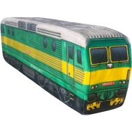 KisFa - E-Lok Skoda BR 163 CD gelb grün 50x13x8cm Elektrolokomotive 3D-Plüschkissen Eisenbahn Plüschzug