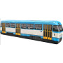 KisFa - Tram Strassenbahn 752 blau weiss 52x12x7cm 3D-Plüschkissen Eisenbahn Plüschzug