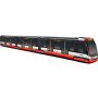 KisFa - Skoda ForCity Alfa 15T Niederflur-Gelenkstrassenbahn 9210 rot grau 130x10x14 cm 3D-Plüschkissen Eisenbahn Plüschzug