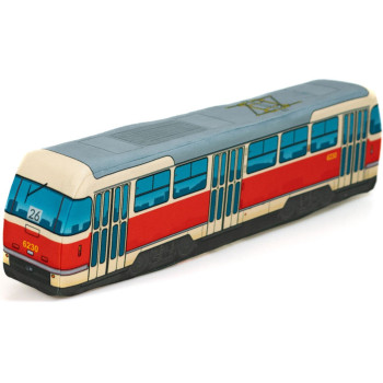 KisFa - Tram Strassenbahn 6230 rot beige 52x12x7cm 3D-Plüschkissen Eisenbahn Plüschzug