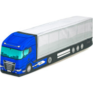 KisFa - LKW Sattelzug Planenauflieger grau blau Truck 3D-Plüschkissen 60x15x10cm Kissen