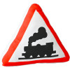 Kissen Dreieck Verkehrszeichen Bahnübergang mit Dampflok 46x46x10 cm
