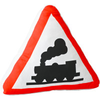 Kissen Dreieck Verkehrszeichen BahnĂĽbergang mit Dampflok 46x46x10 cm Kissen Dreieck Verkehrszeichen BahnĂĽbergang mit Dampflok 46x46x10 cm