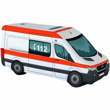 KisFa - Mercedes Benz Sprinter Rettungswagen Krankenwagen Ambulanz 41 cm lang 3D-Plüschkissen