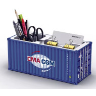ZC 20ft Container Stiftebox Büro Aufbewahrung 1:30 dunkelblau "CMA CGM" Logo mit Globus