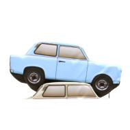 KisFa - Trabant 601 Limousine PKW 3D-Plüschkissen hellblau 30x12x13cm Kissen