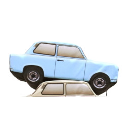 KisFa - Trabant 601 Limousine PKW 3D-Plüschkissen hellblau 30x12x13cm Kissen
