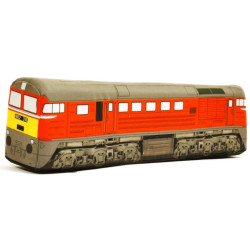 KisFa - Diesellok Taigatrommel M62 316 MAV rot-gelb 49cm lang 3D-Plüschkissen Eisenbahn Plüschzug