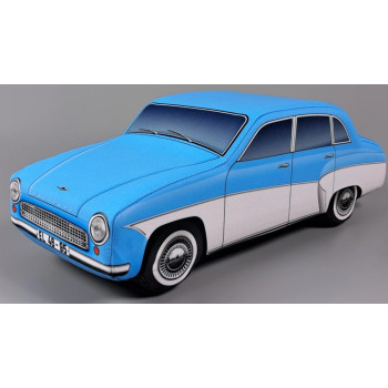 KisFa - Wartburg 312 DeLuxe Limousine blau grau Plüschkissen 35x13,5x12,5cm Kissen