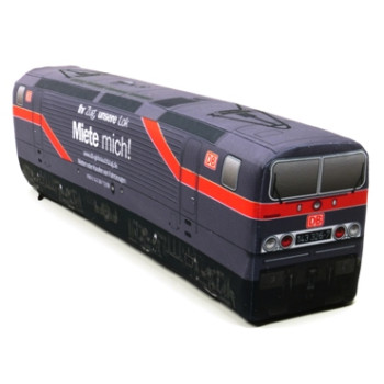 KisFa - E-Lok LEW „Lady“ 143 326-7 DB "Miete Mich" dunkelblau 47 cm lang 3D-Plüschkissen Lokomotive Eisenbahn