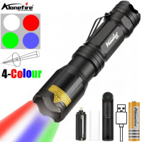 Taschenlampe Alonefire X004 Handleuchte LED Weiss / Rot / Blau / Grün abblendbar