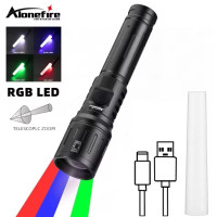Taschenlampe Alonefire X94 Handleuchte LED Weiss / Rot / Blau / Grün abblendbar USB-C