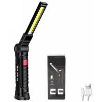 Taschenlampe S005-A knickbar drehbar Handleuchte LED Weiss / Rot abblendbar..