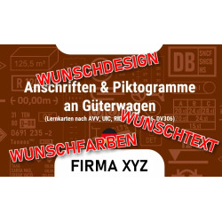 Lernkarten Anschriften & Piktogramme an Güterwagen (Nomenklatur) PERSONALISIERT / WUNSCHLOGO - Set mit 176 Lernkarten