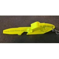 Hemmschuh Flaschenöffner Edelstahl Neongelb 115x20x30mm Lasergravur personalisiert