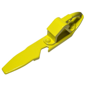 Hemmschuh Flaschenöffner Edelstahl Neongelb 115x20x30mm