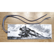 Lesezeichen Eisenbahn Dampflok mit Zug - Fahrt nach links PLA Lesezeichen Eisenbahn Dampflok mit Zug - Fahrt nach links PLA