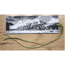 Lesezeichen Eisenbahn Dampflok mit Zug - Fahrt nach rechts PLA