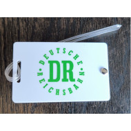Tatonka - DR Deutsche Reichsbahn Gepäckanhänger Kofferanhänger Namensschild weiß Kunststoff 85 x 55mm
