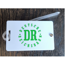 Tatonka - DR Deutsche Reichsbahn Gepäckanhänger Kofferanhänger Namensschild weiß Kunststoff 85 x 55mm Tatonka - DR Deutsche Reichsbahn Gepäckanhänger Kofferanhänger Namensschild weiß Kunststoff 85 x 55mm