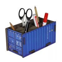 WH 20ft Container Stiftebox Büro Aufbewahrung blau MDF Bausatz
